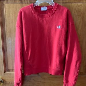 red Champion reverse weave crewneck